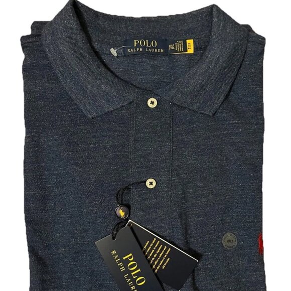 NEW Ralph Lauren Classic Mesh Pique S/S Blue Mesh Polo Shirt 2XLT - Picture 5 of 6